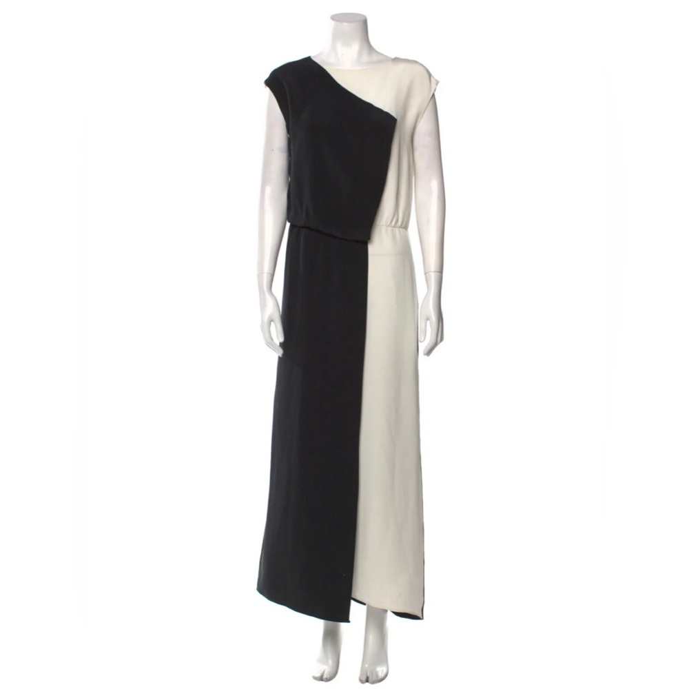 TIBI Black & White Long, Ankle-length  Silk Dress